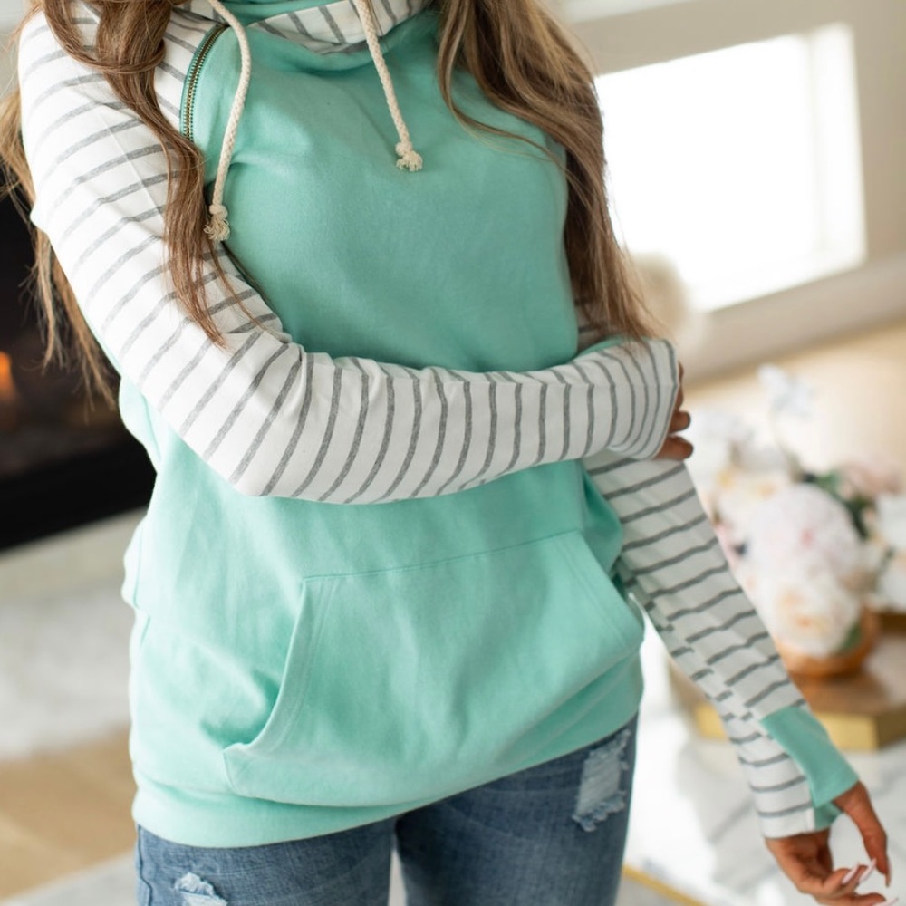 Ampersand Ave Doublehood Sweatshirt in “Mint to Be”